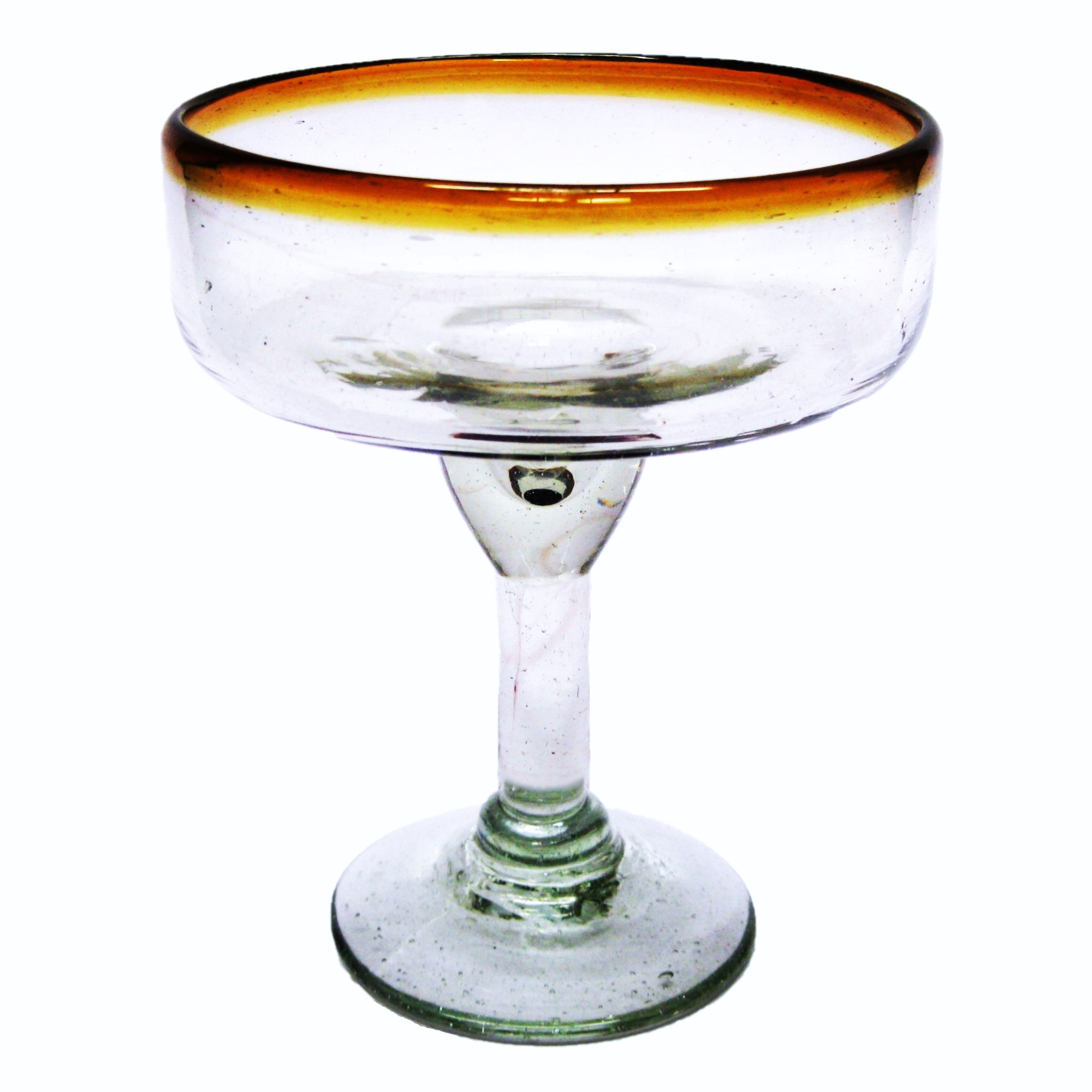 MEXICAN GLASSWARE / Amber Rim 14 oz Large Margarita Glasses (set of 6)
